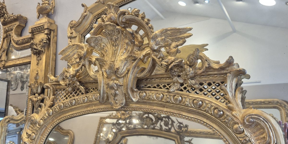 miroir doré Napoleon III décor coquille 100*200 cm-photo-2
