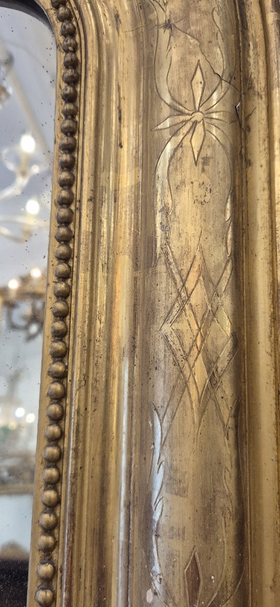 Louis Philippe Shell-shaped Antique Glass Mirror, 102 X 190 Cm-photo-2