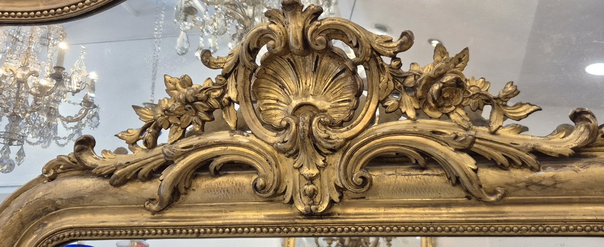 Louis Philippe Shell-shaped Antique Glass Mirror, 102 X 190 Cm-photo-4