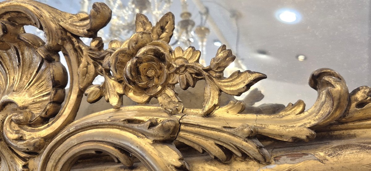 Louis Philippe Shell-shaped Antique Glass Mirror, 102 X 190 Cm-photo-3