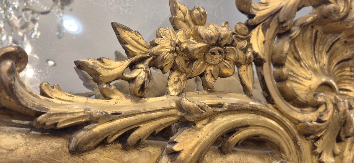 Louis Philippe Shell-shaped Antique Glass Mirror, 102 X 190 Cm-photo-4