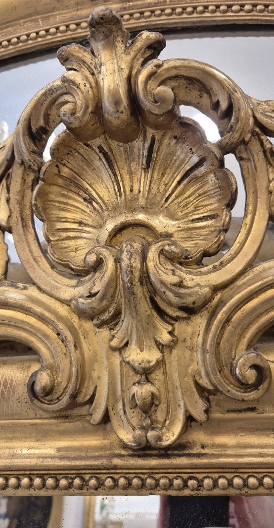 Louis Philippe Shell-shaped Antique Glass Mirror, 102 X 190 Cm-photo-5