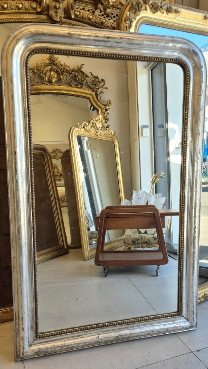 Miroir Louis Philippe feuilles d'argent 93*143cm-photo-3