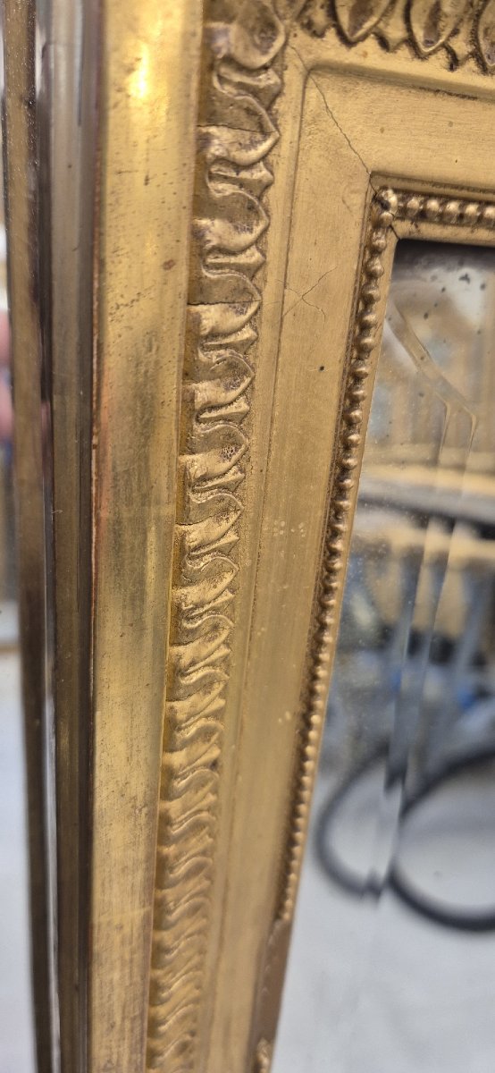 Louis XVI Gilt Mirror With Bow Detail And Beveled Glass, 74*130 Cm-photo-2