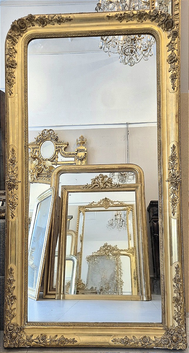 Gilded Charles X Mirror With Gold Leaf, 87*162cm