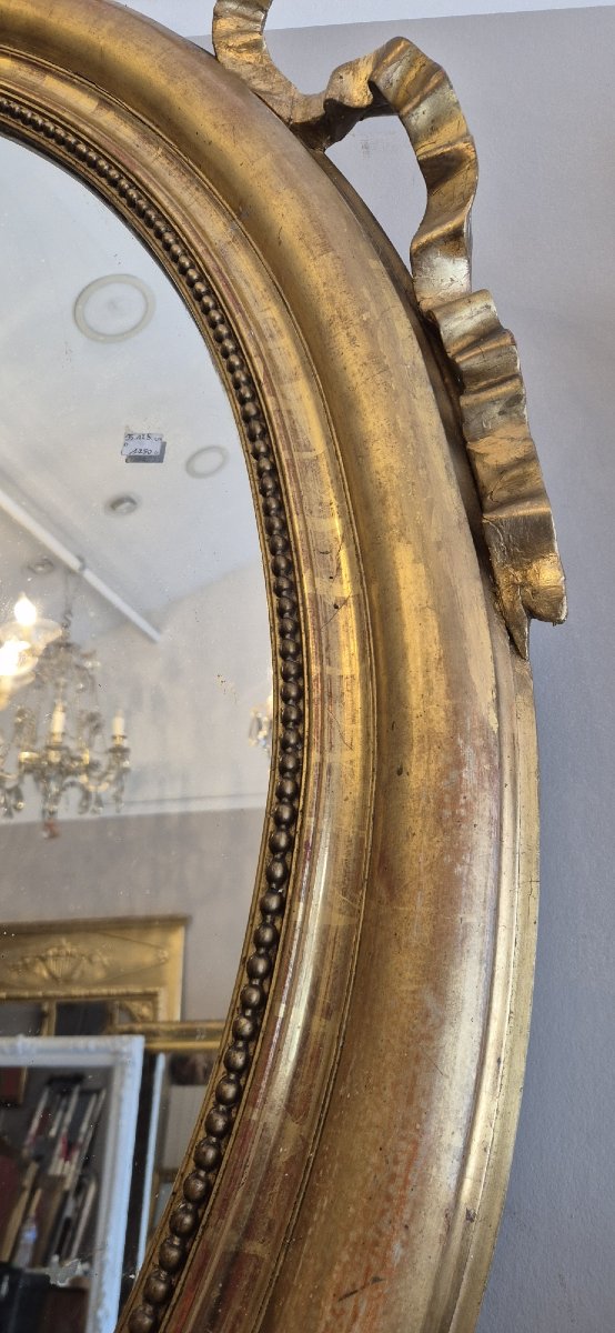 Oval Gold Mirror With Knot Detail, 85*130 Cm-photo-2