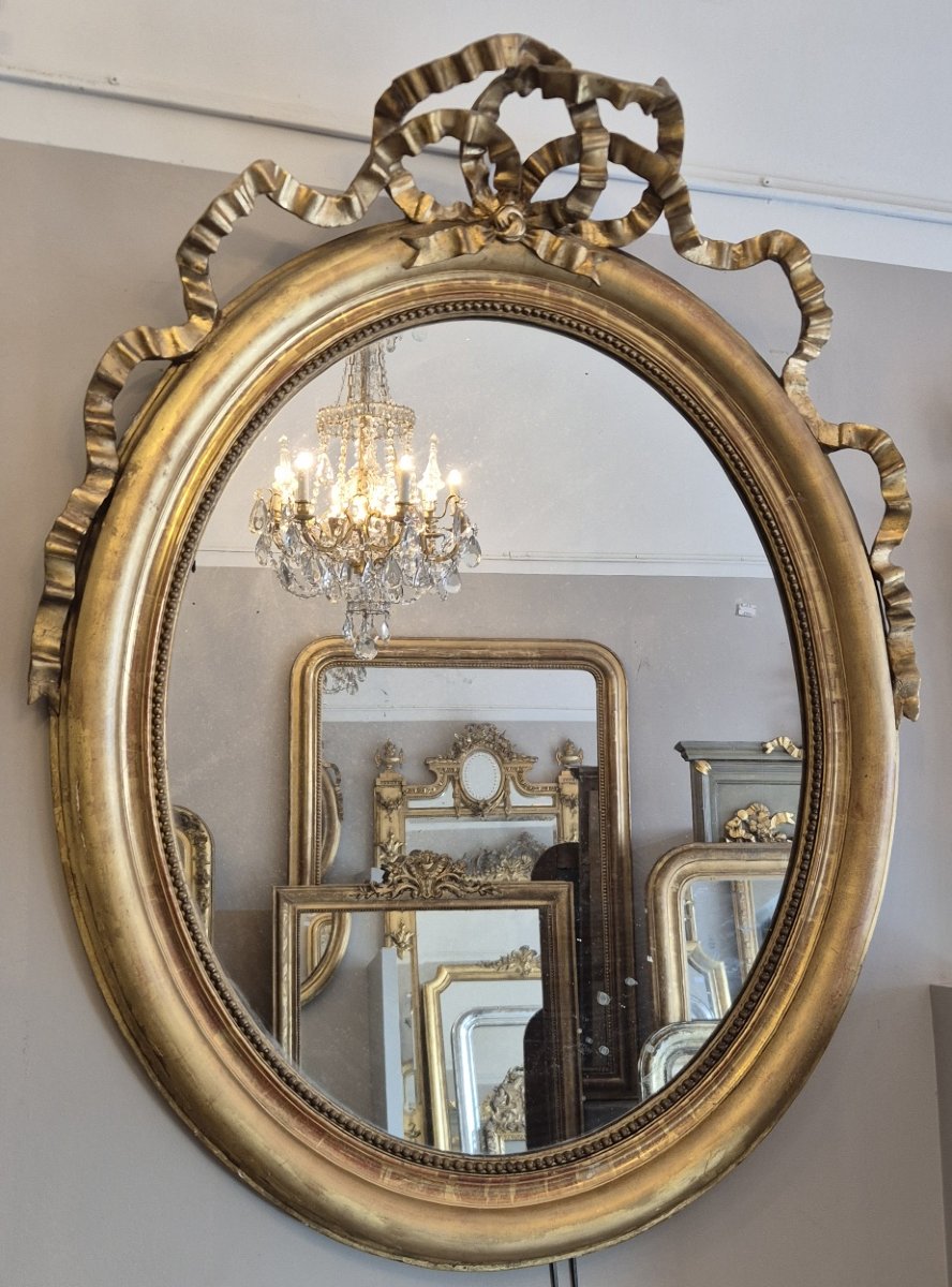 Oval Gold Mirror With Knot Detail, 85*130 Cm-photo-1