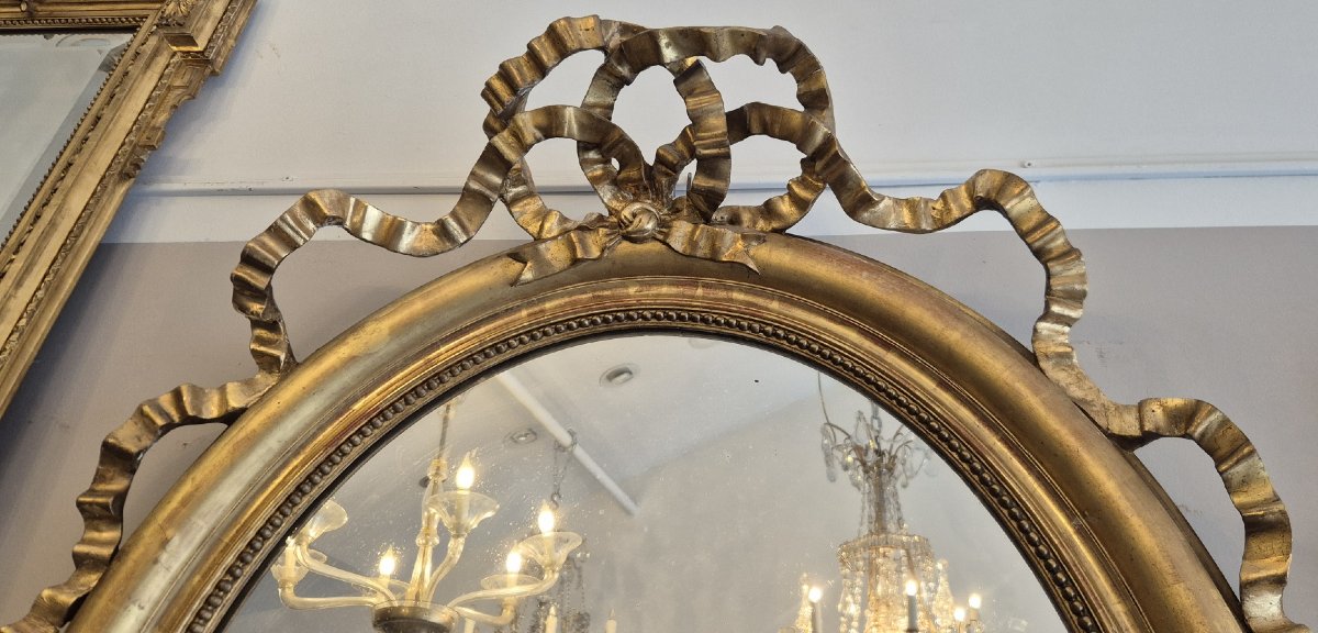 Oval Gold Mirror With Knot Detail, 85*130 Cm-photo-2