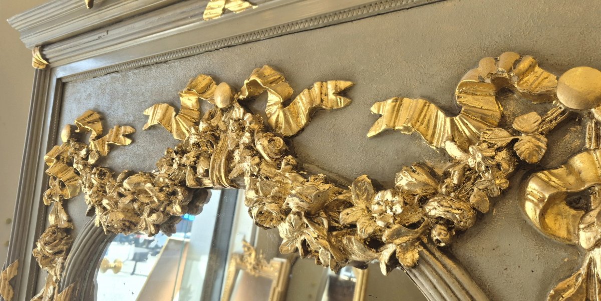 Trumeau Louis XVI doré   100*195cm-photo-5