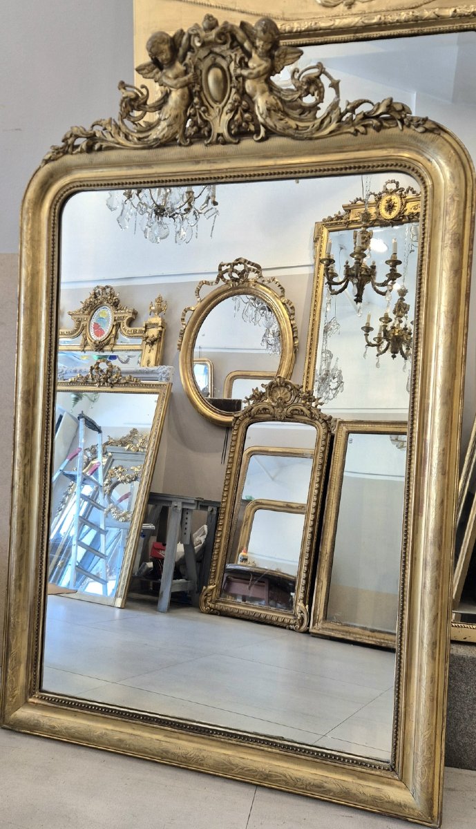 Miroir Louis Philippe doré décor putti   110*170cm-photo-4