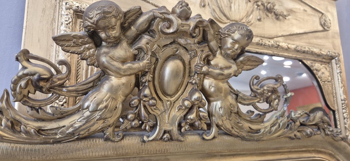 Miroir Louis Philippe doré décor putti   110*170cm-photo-3