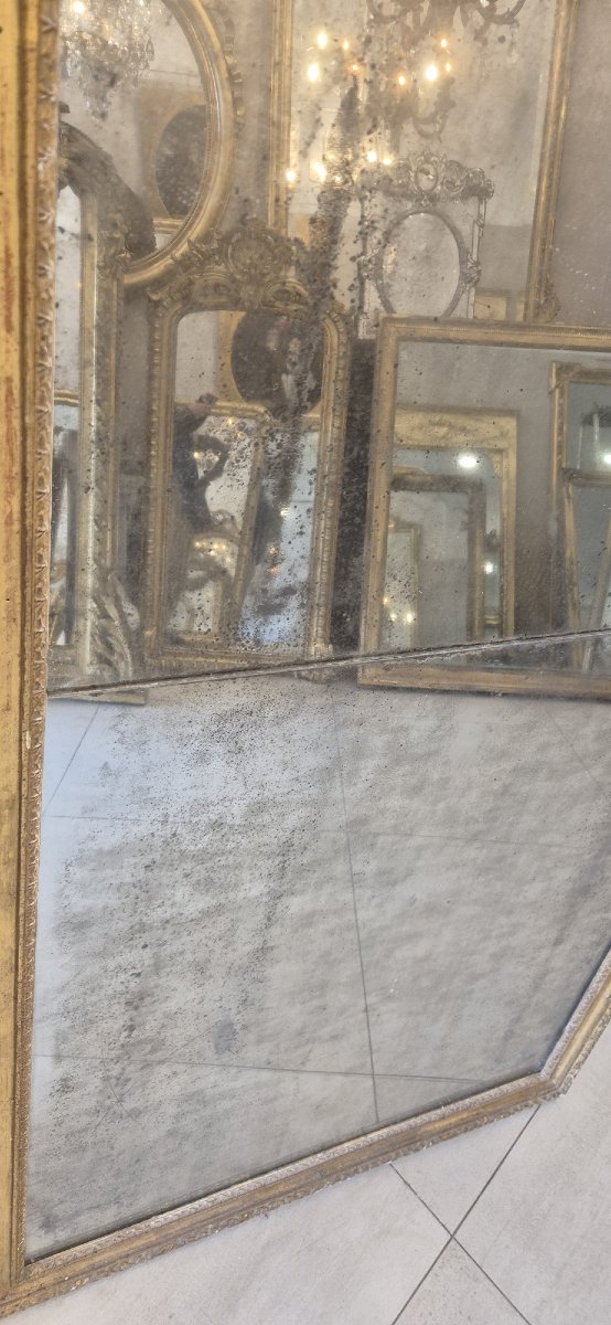 Miroir Louis XVI en bois doré époque  98*152cm-photo-2