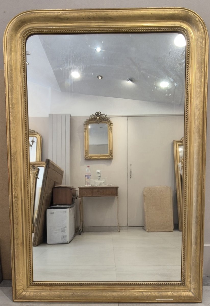 Miroir Louis Philippe doré feuilles d'or 102*148cm-photo-4