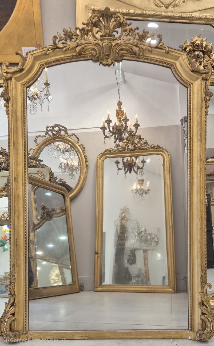 Miroir Louis XV doré feuilles d'or 110*162cm-photo-3
