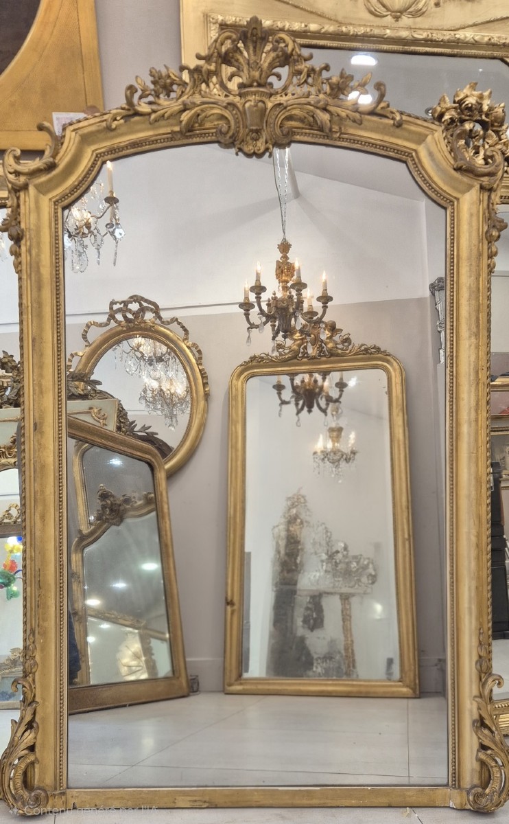 Miroir Louis XV doré feuilles d'or 110*162cm