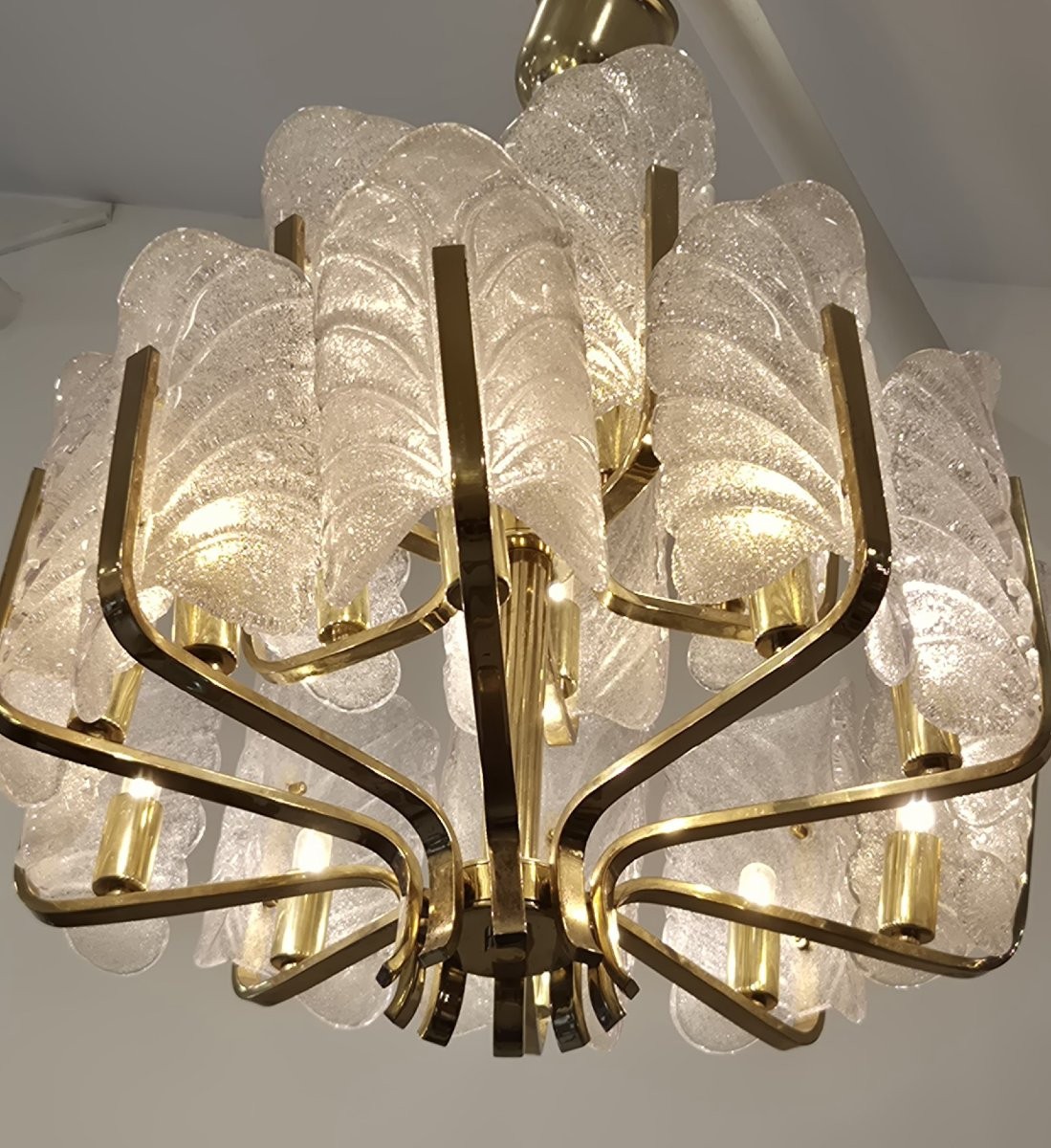 Lustre 14 lumieres laiton et murano 55cm par 60cm -photo-2