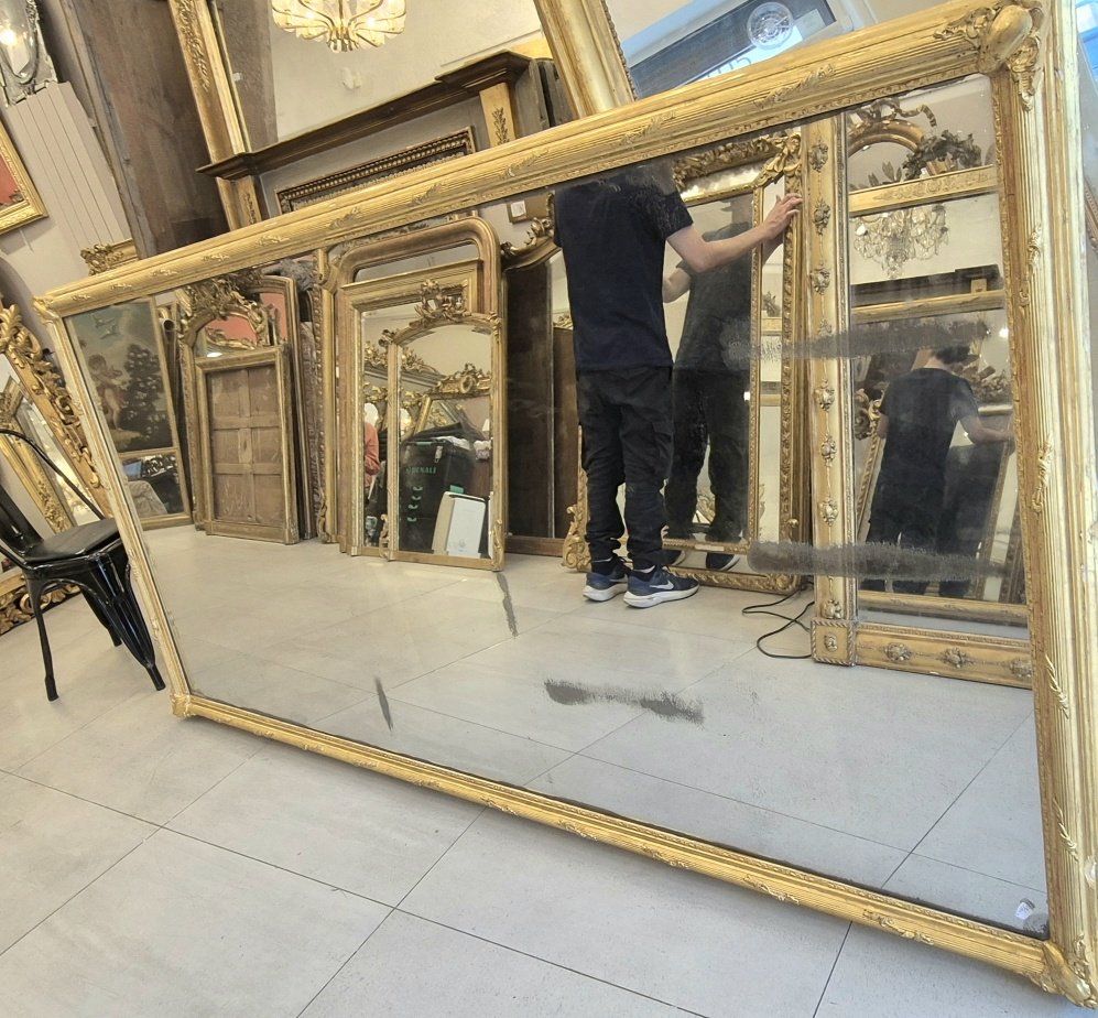 Large Louis XVI Gilded Mercury Mirror 116*228cm-photo-1