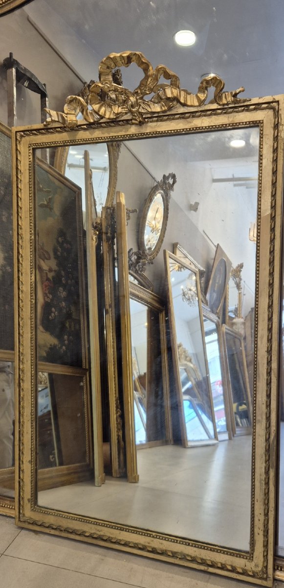 Miroir Louis XVI  doré 77*132cm  -photo-4