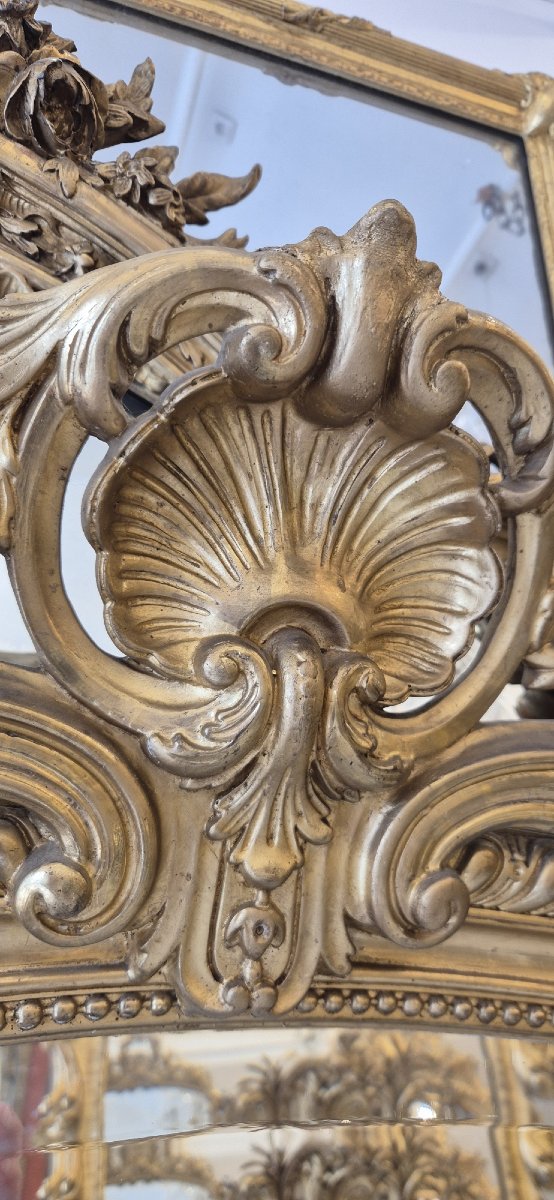 miroir doré coquille Napoleon III 110*176 cm-photo-1