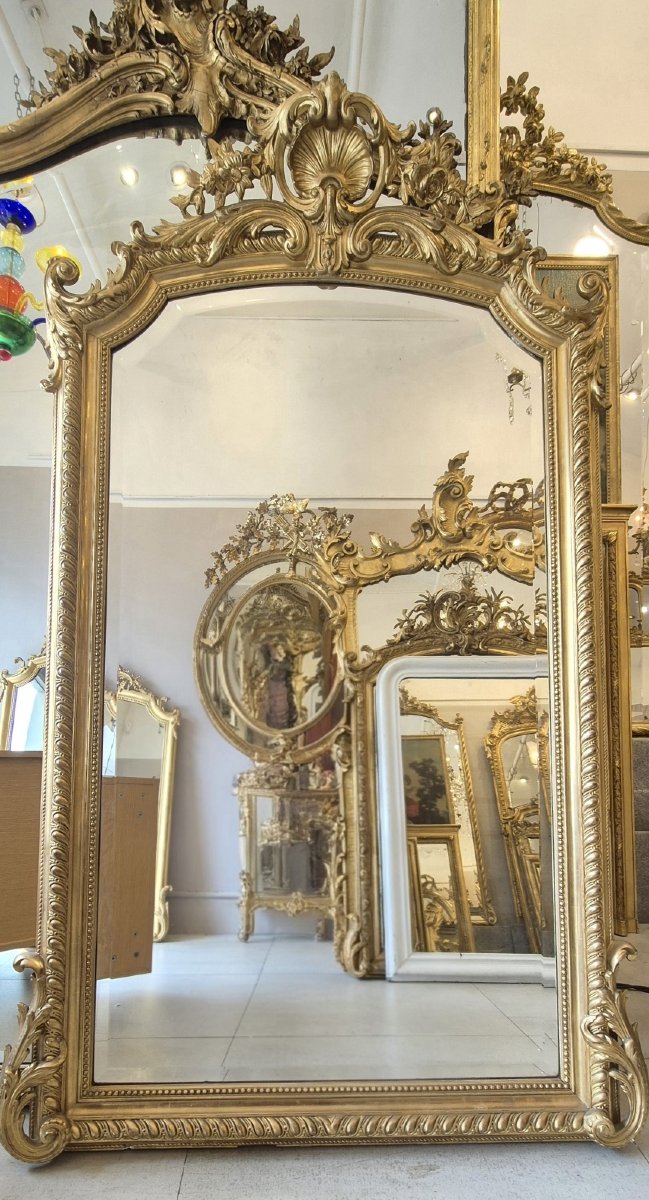 miroir doré coquille Napoleon III 110*176 cm-photo-5