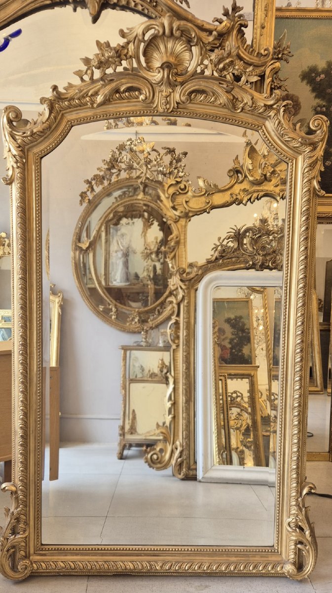 miroir doré coquille Napoleon III 110*176 cm