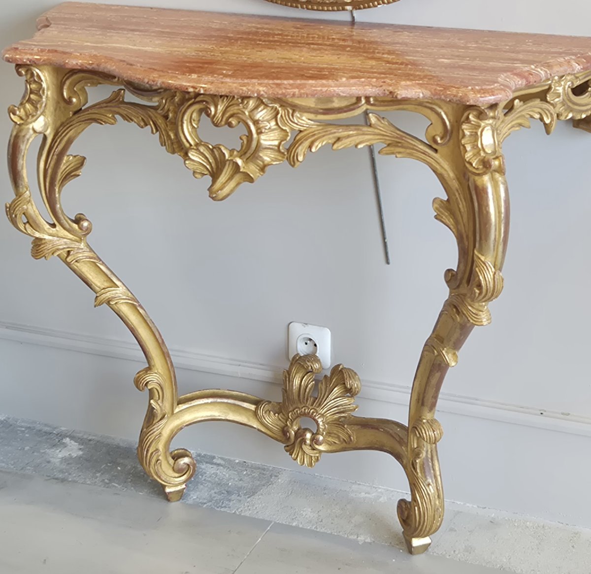 Pair de consoles dorées Louis XV  102cm-photo-2