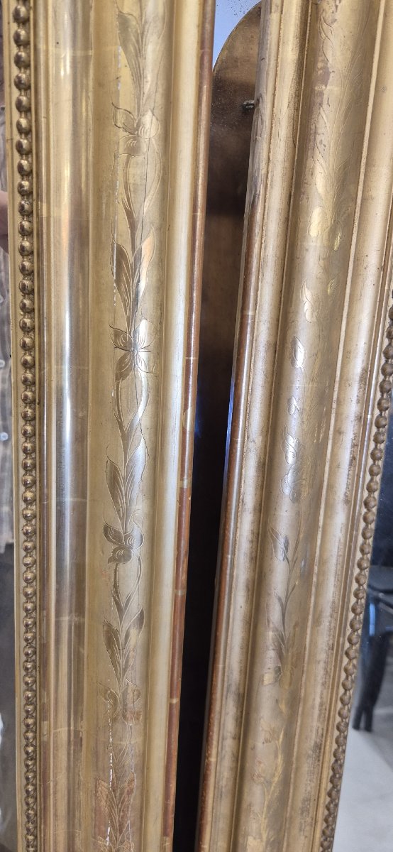Pair Of Gilded Louis Philippe Mirrors, 102 X 142 Cm-photo-2