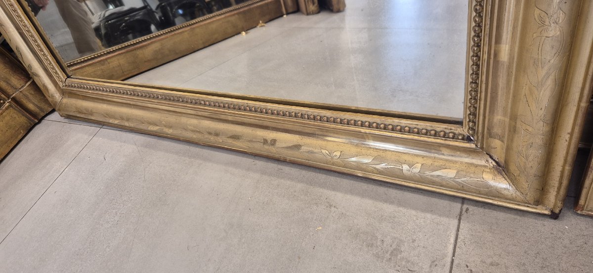 Pair Of Gilded Louis Philippe Mirrors, 102 X 142 Cm-photo-3