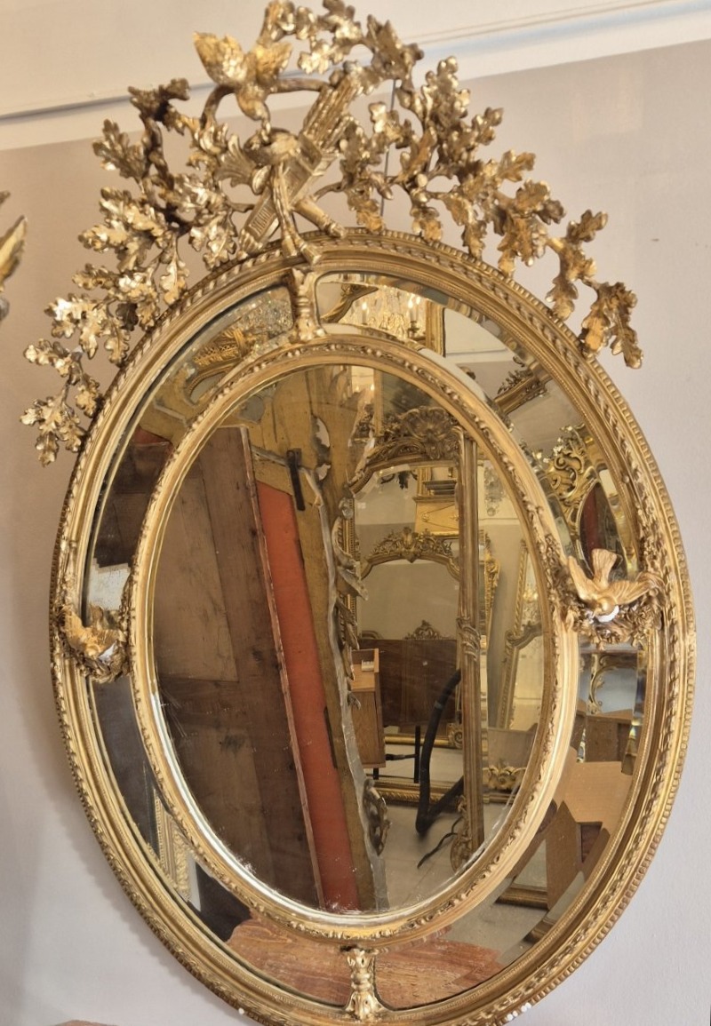 Napoleon III Oval Mirror With Glazing Beads, 100 X 145 Cm