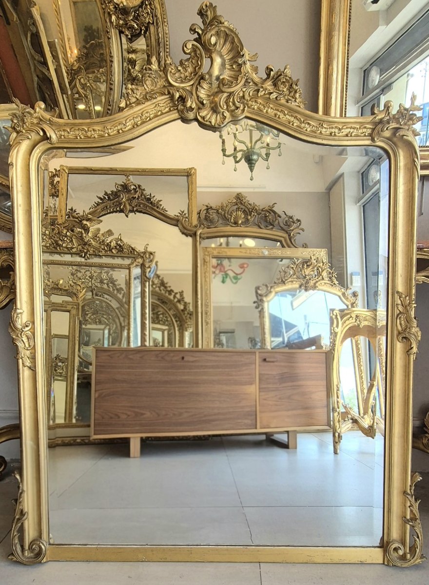Gilded Louis XV Beveled Mirror, 114 × 142 Cm