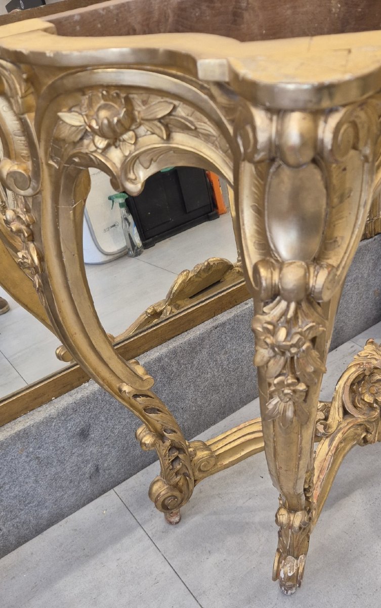 Louis XV Console Table, Gilded, 110 × 90 × 50 Cm-photo-3