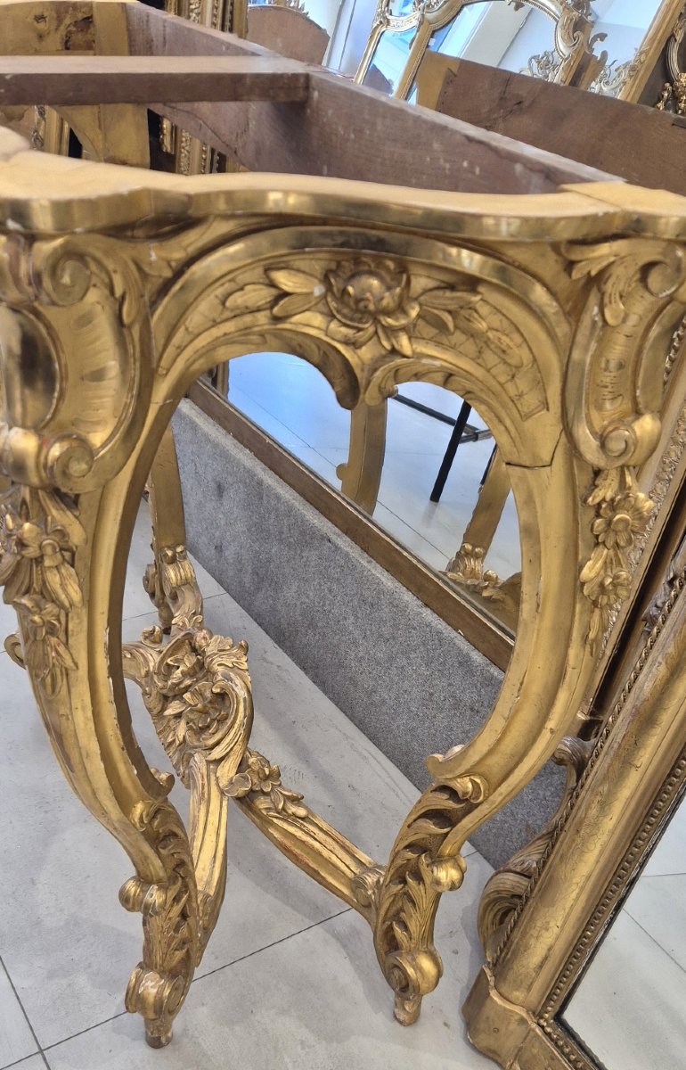 Louis XV Console Table, Gilded, 110 × 90 × 50 Cm-photo-4