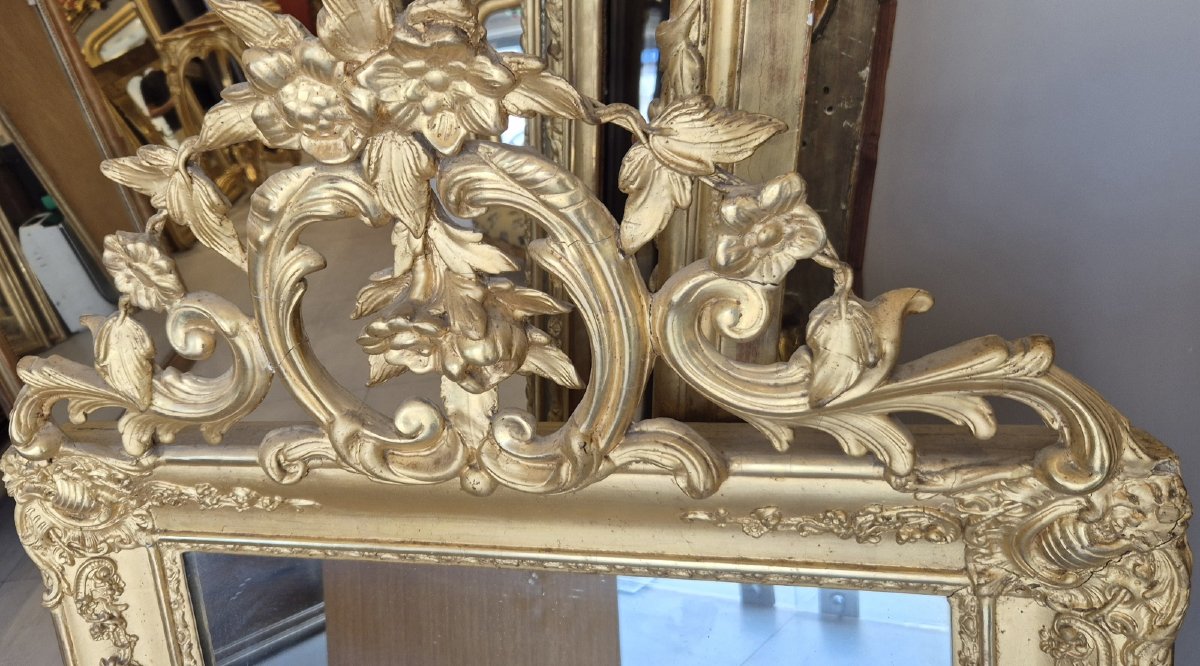 miroir bois doré glace ancienne 70.125 cm-photo-2