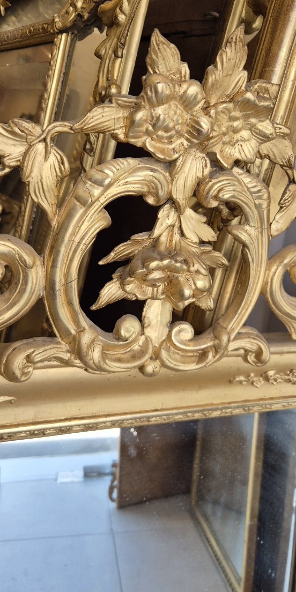 miroir bois doré glace ancienne 70.125 cm-photo-4