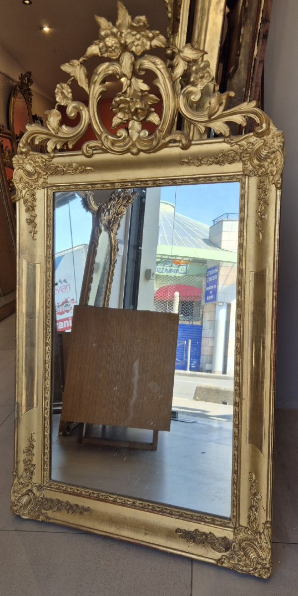 miroir bois doré glace ancienne 70.125 cm-photo-1
