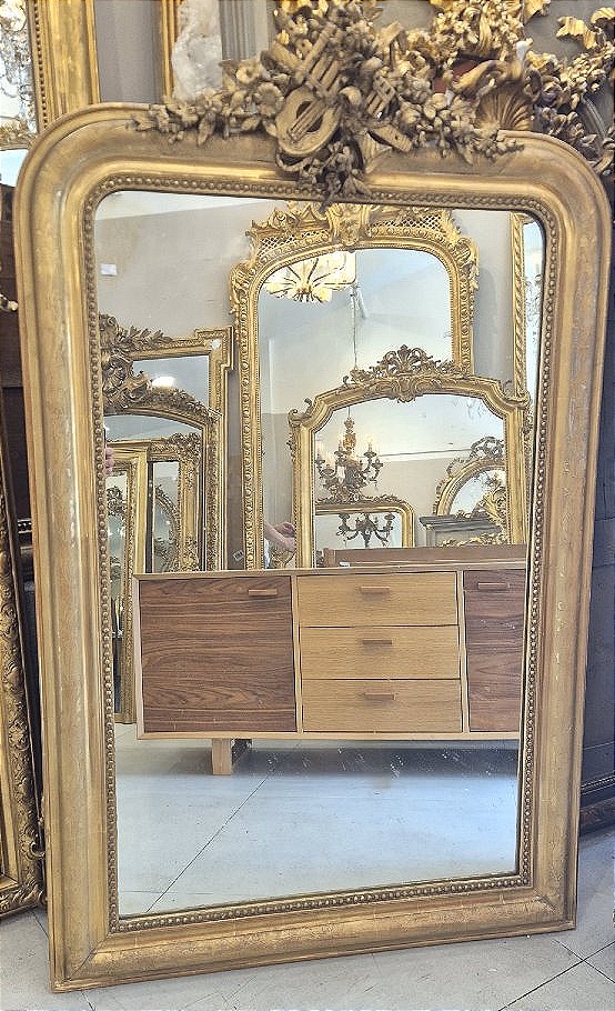Antique Louis Philippe Mirror With Musical Cartouche, 90 X 150 Cm-photo-2