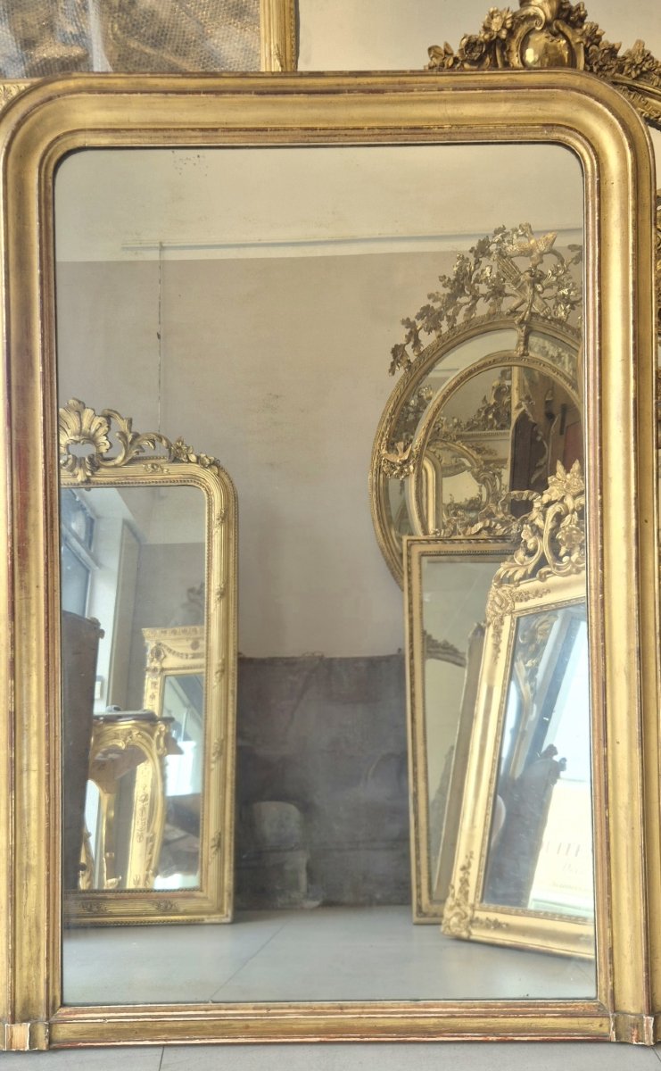 Antique Louis Philippe Mirror With Mercury-gilded Gold Leaf, 105 X 152 Cm