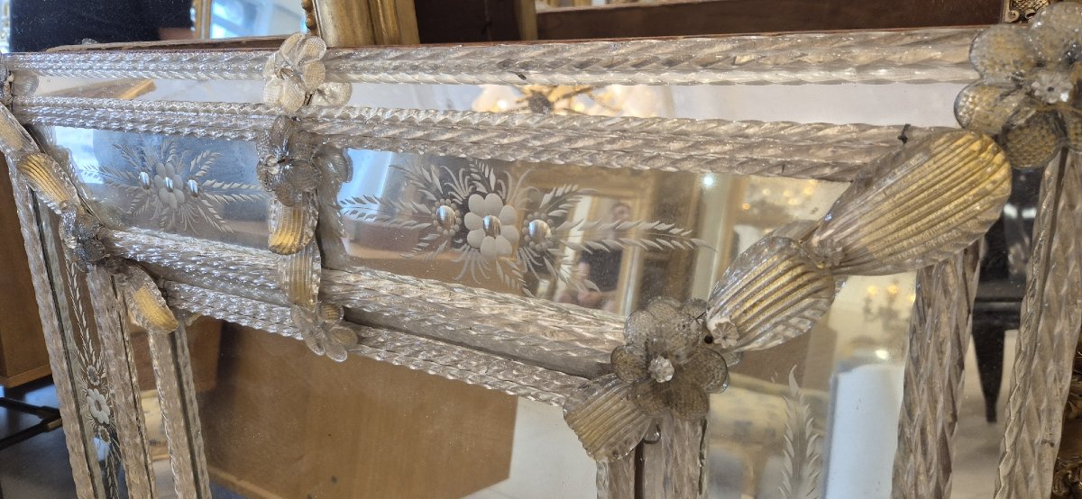 1960 Murano Glass With Engraved Design And Foliage, 70*88 Cm-photo-3