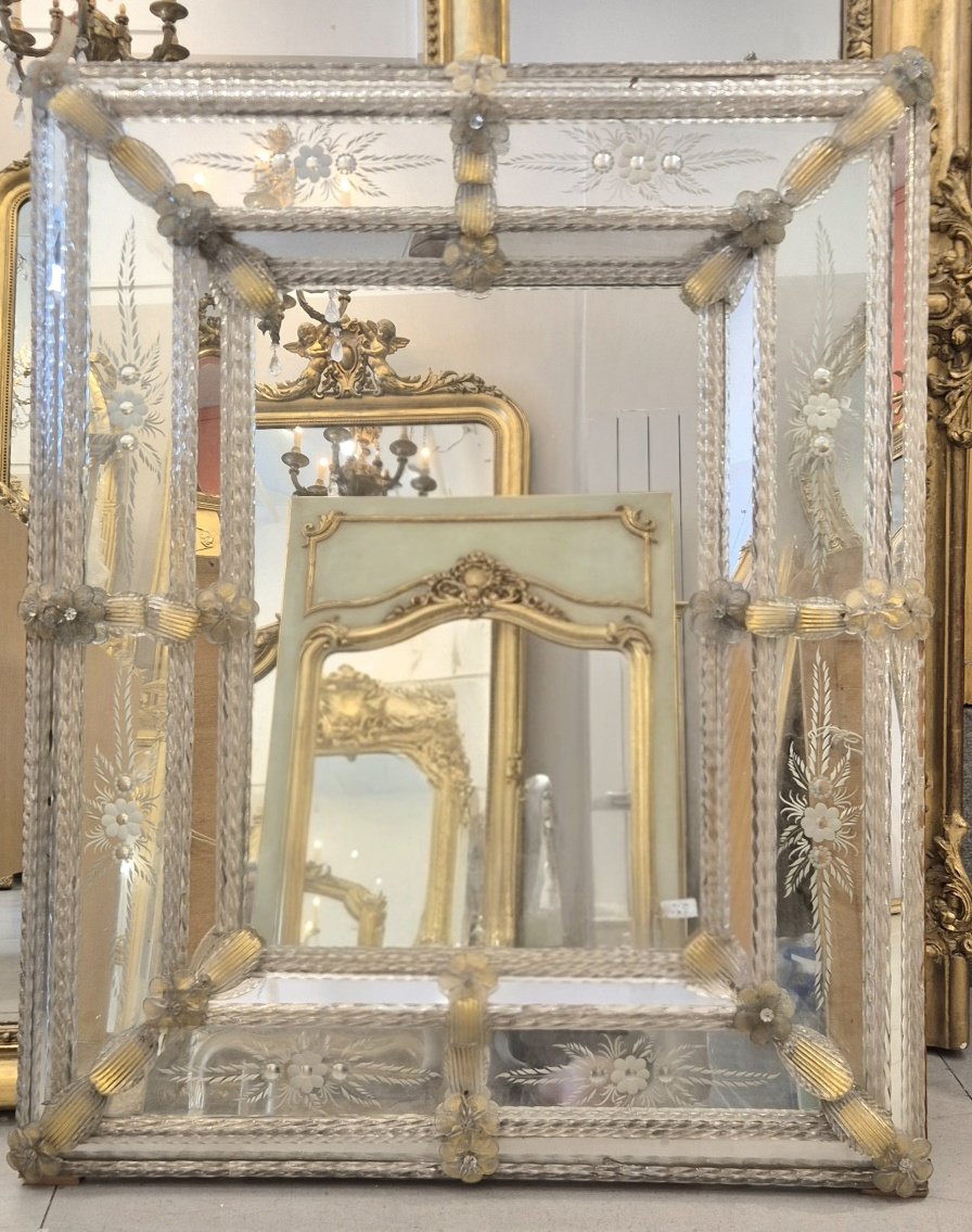 1960 Murano Glass With Engraved Design And Foliage, 70*88 Cm