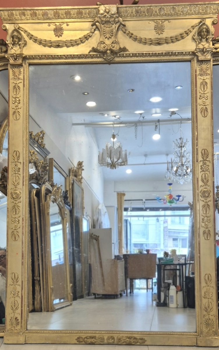 Empire-style Full-length Mirror With Antique Glass, 112 × 118 Cm