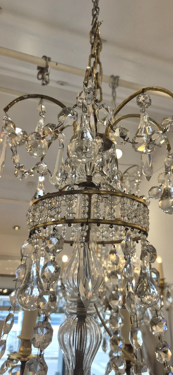 Antique Gilded Bronze Baccarat Chandelier, 50 X 70 Cm-photo-3