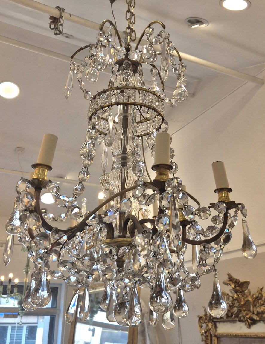 Antique Gilded Bronze Baccarat Chandelier, 50 X 70 Cm