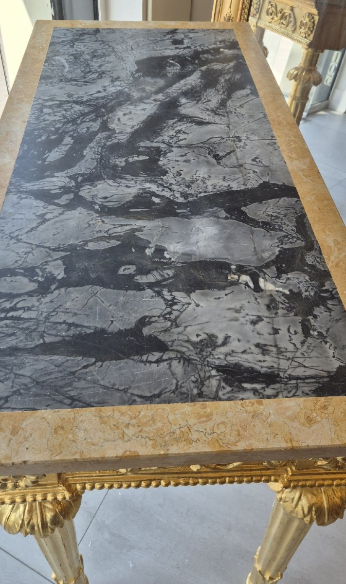 Console Empire doré feuilles d'or 112*56*97cm-photo-1