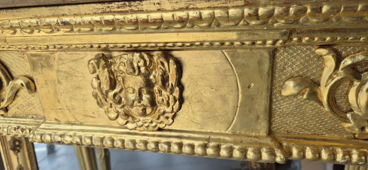 Console Empire doré feuilles d'or 112*56*97cm-photo-4