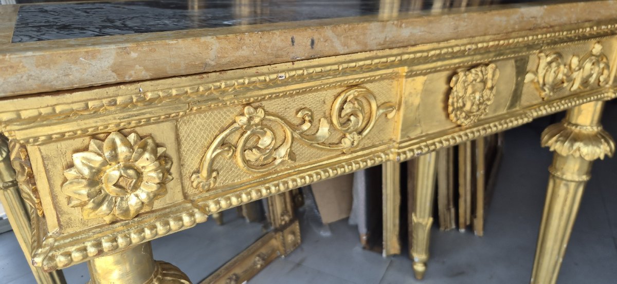 Console Empire doré feuilles d'or 112*56*97cm-photo-5
