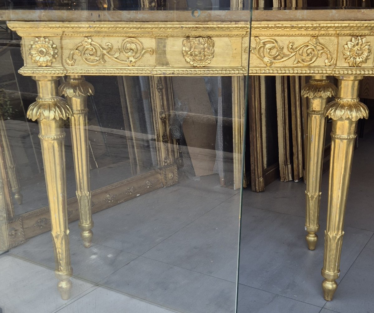 Console Empire doré feuilles d'or 112*56*97cm