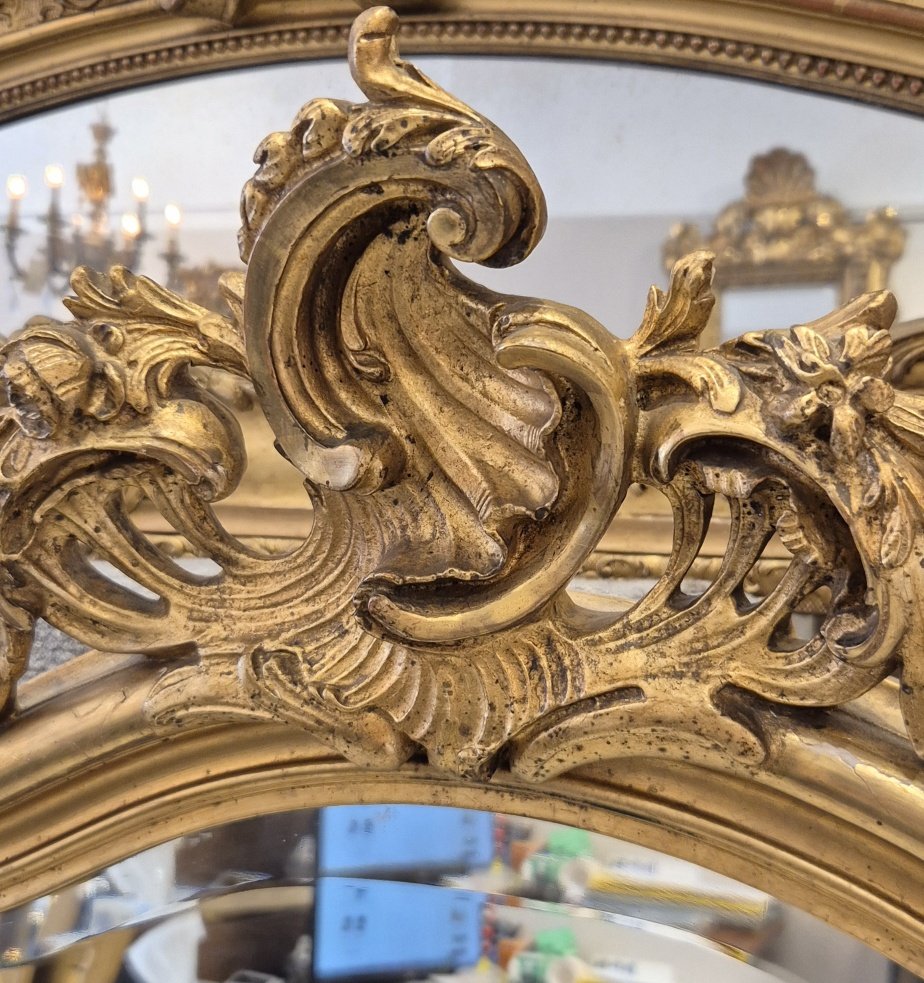 Gilded Louis XV-style Antique Mantel Mirror, 84 X 140 Cm-photo-2