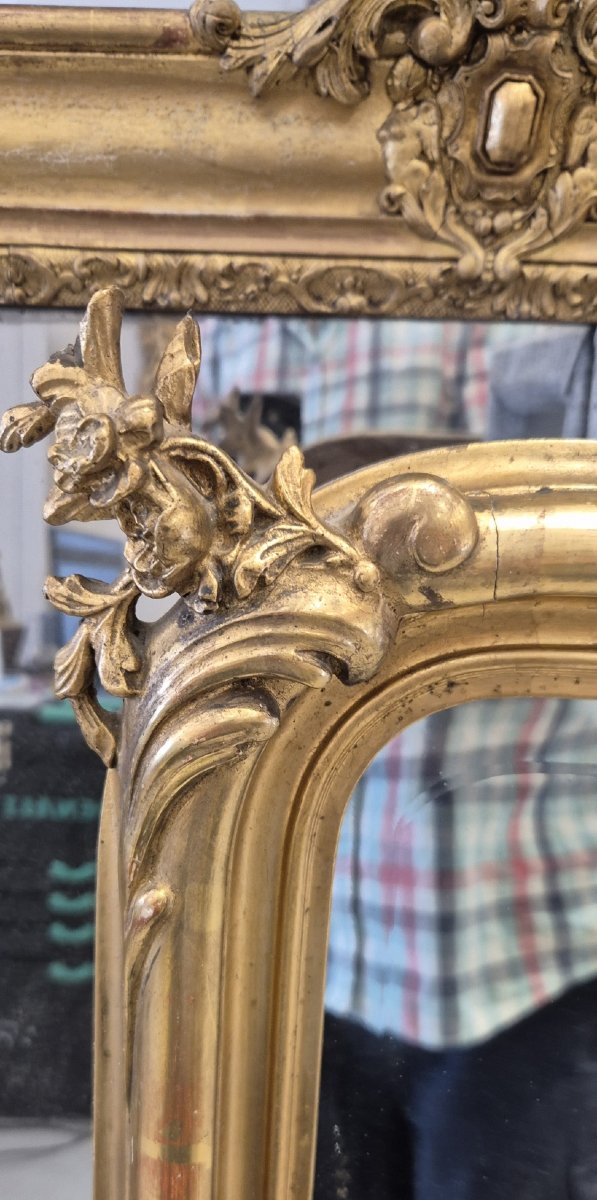 Gilded Louis XV-style Antique Mantel Mirror, 84 X 140 Cm-photo-3