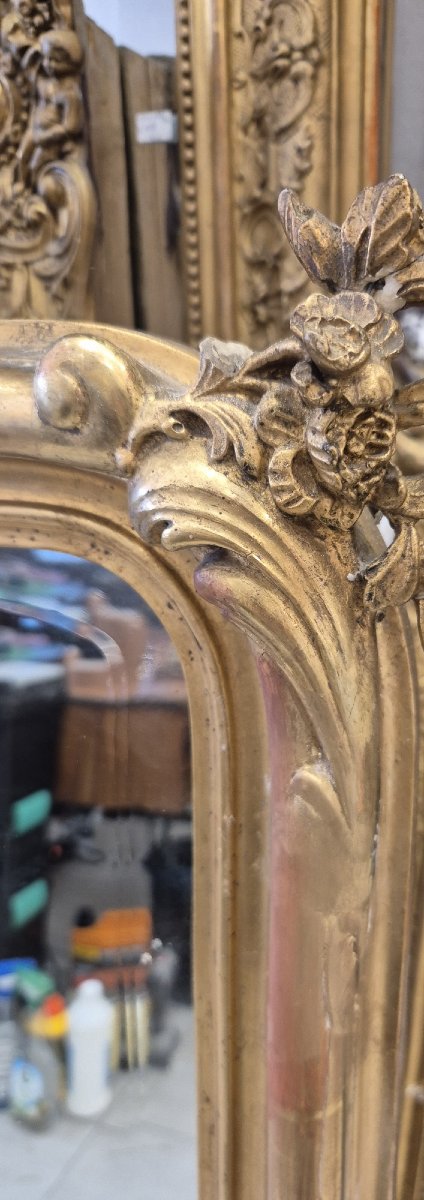 Gilded Louis XV-style Antique Mantel Mirror, 84 X 140 Cm-photo-4