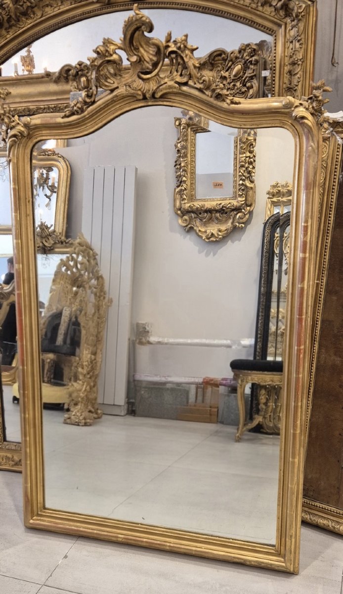 Gilded Louis XV-style Antique Mantel Mirror, 84 X 140 Cm